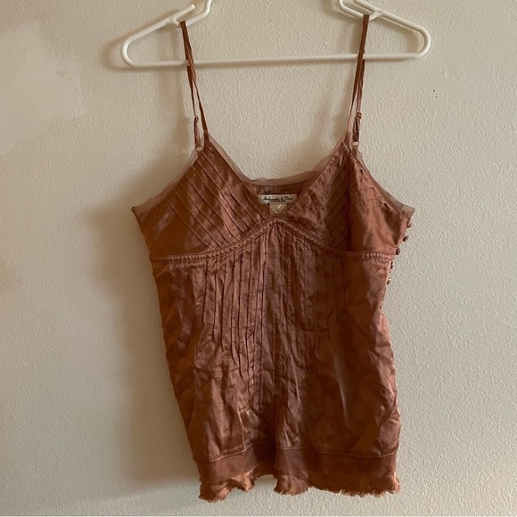 Abercrombie and Fitch rose red silk Y2K tank top with lace detailing - Picture 2 of 7